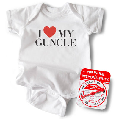 I Love My Guncle Onesie 0-6M | White Baby Wry Baby  Paper Skyscraper Gift Shop Charlotte