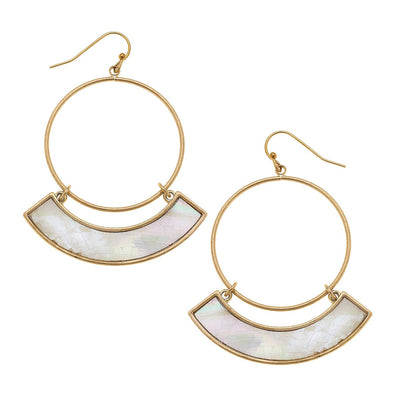 Maeve Hoop Earrings In Mother Of Pearl Shell  CANVAS  Paper Skyscraper Gift Shop Charlotte