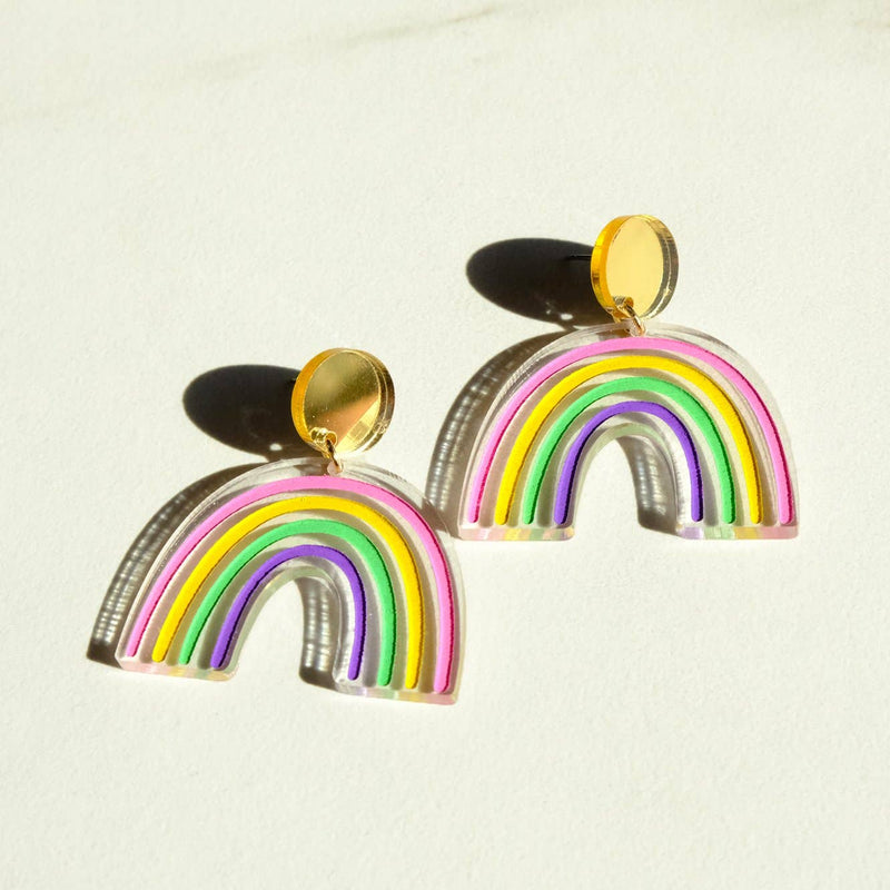 Rainbow Earrings - Dangles  Sleepy Mountain  Paper Skyscraper Gift Shop Charlotte