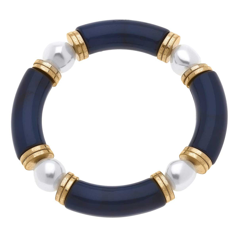 Lelani Resin Color-Block Stretch Bracelet in Navy