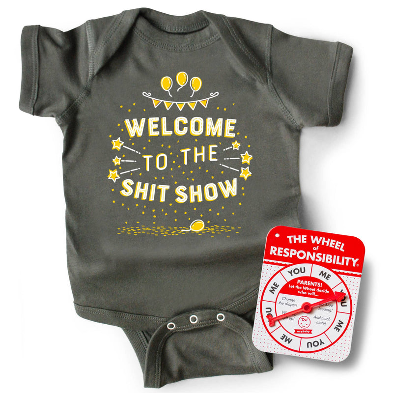 Welcome to the Shit Show • Baby Bodysuit & Parent Game  Wry Baby  Paper Skyscraper Gift Shop Charlotte
