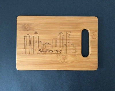 Small Bamboo Laser Engraved Bar Board 6 X 9 " Kitchen The Write Occasion Calligraphy  Paper Skyscraper Gift Shop Charlotte