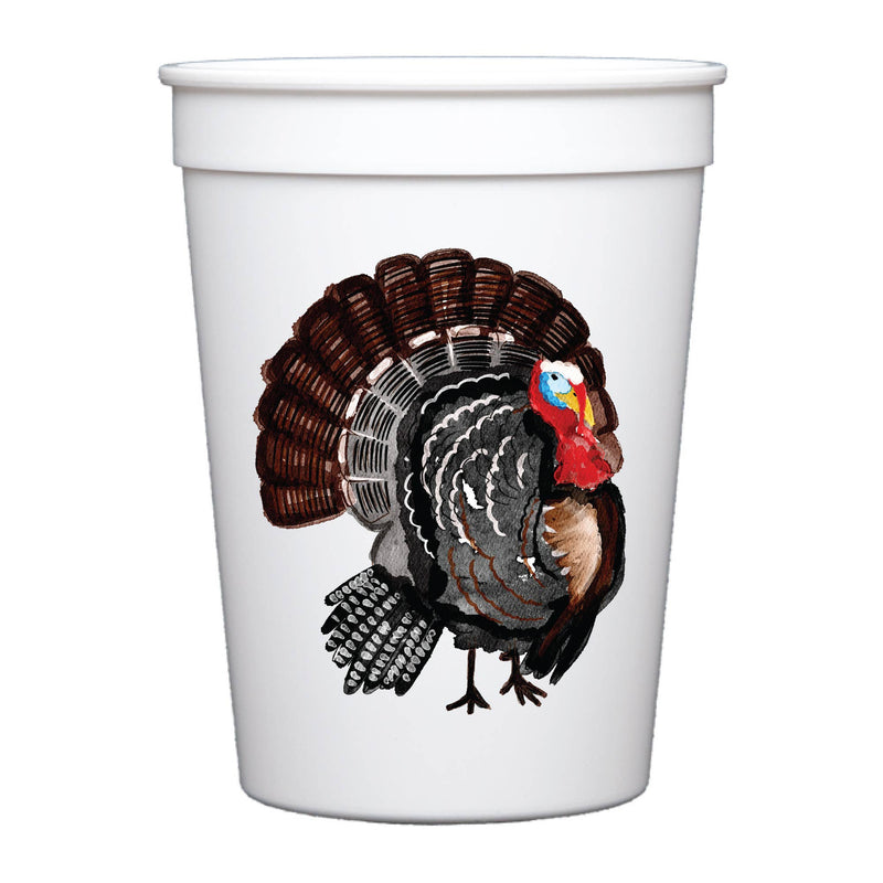 Turkey Watercolor Reusable Stadium Cups - Set of 6 Thanksgiving Sip Hip Hooray  Paper Skyscraper Gift Shop Charlotte