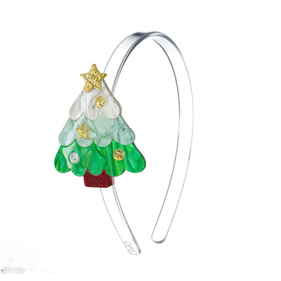 HOL23- Christmas Tree Green Pearlized Headband  Lilies & Roses NY  Paper Skyscraper Gift Shop Charlotte