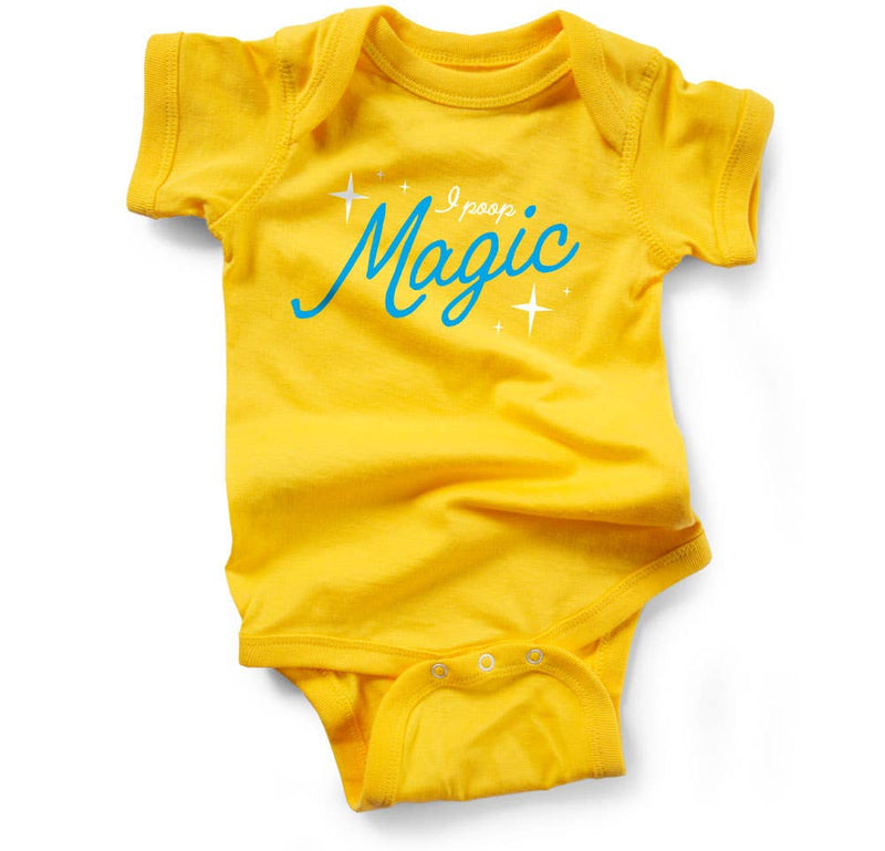 I Poop Magic • Baby Bodysuit • Yellow  Wry Baby  Paper Skyscraper Gift Shop Charlotte