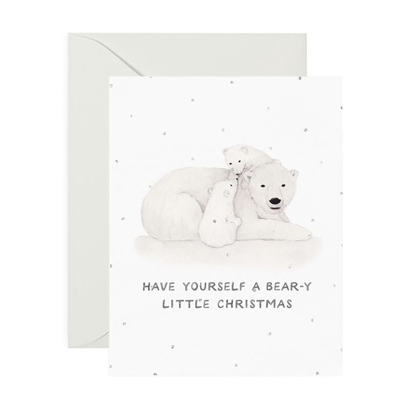 Beary Merry — Animal Pun Christmas Card (FOIL)