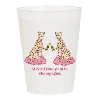 May Your Pain Be Champagne Cheetah - Set of 10 Reusable Cups  Sip Hip Hooray  Paper Skyscraper Gift Shop Charlotte