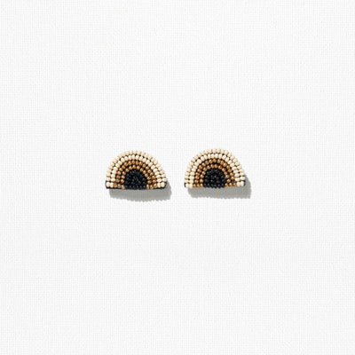 Black Ivory Seed Bead Rainbow Post Earring 0.75” Jewelry ink + alloy  Paper Skyscraper Gift Shop Charlotte
