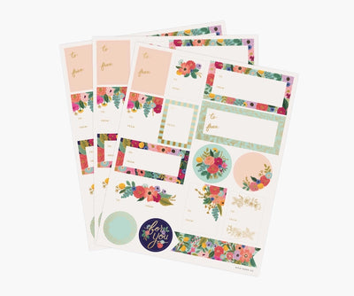 Pack of 3 Garden Party Stickers & Labels Cards Rifle Paper Co  Paper Skyscraper Gift Shop Charlotte