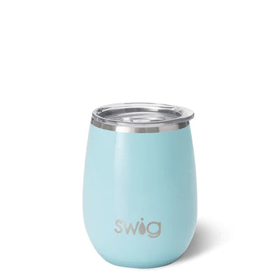 14oz Stemless Wine Cup | Shimmer Aquamarine Drinkware Swig  Paper Skyscraper Gift Shop Charlotte