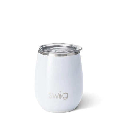 14oz White Stemless Wine Cup | Shimmer Diamond Drinkware Swig  Paper Skyscraper Gift Shop Charlotte